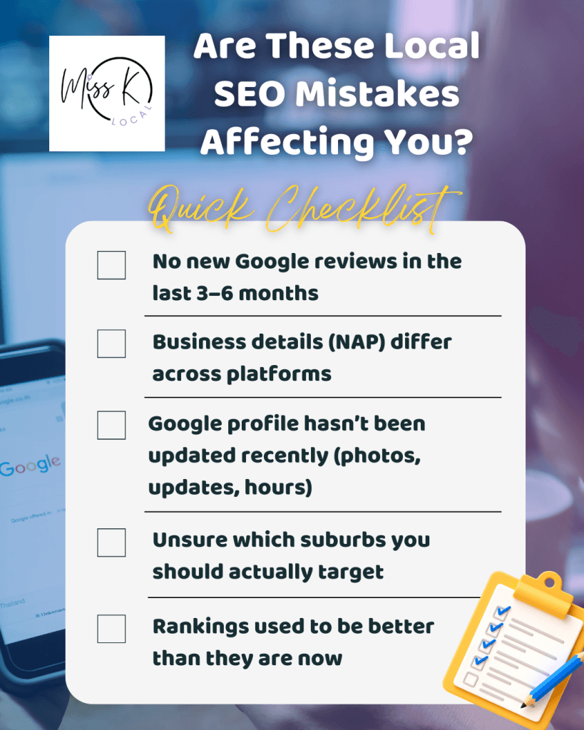 Checklist to help identify the main local SEO mistakes small businesses make