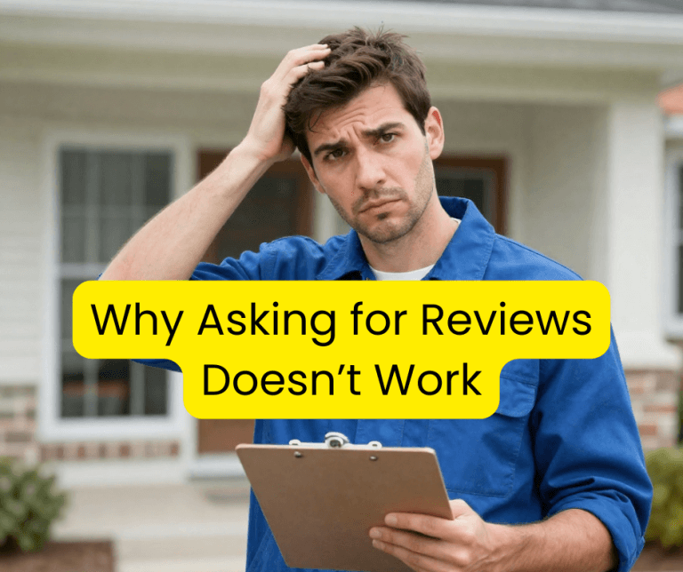 Confused small business owner realising why asking for reviews doesn’t work without a system